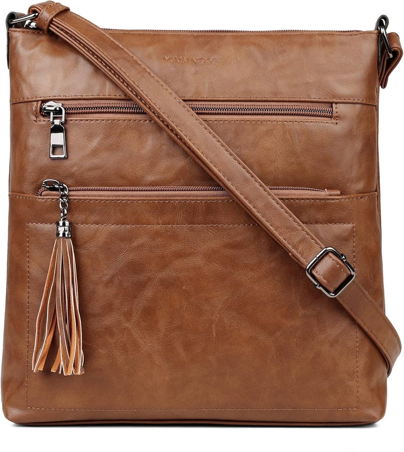 MASINTOR Crossbody Purses for Women, Multi Pocket Casual Crossbody Bag, Adjustable Strap Shoulder Bag with Tassel - Image 1